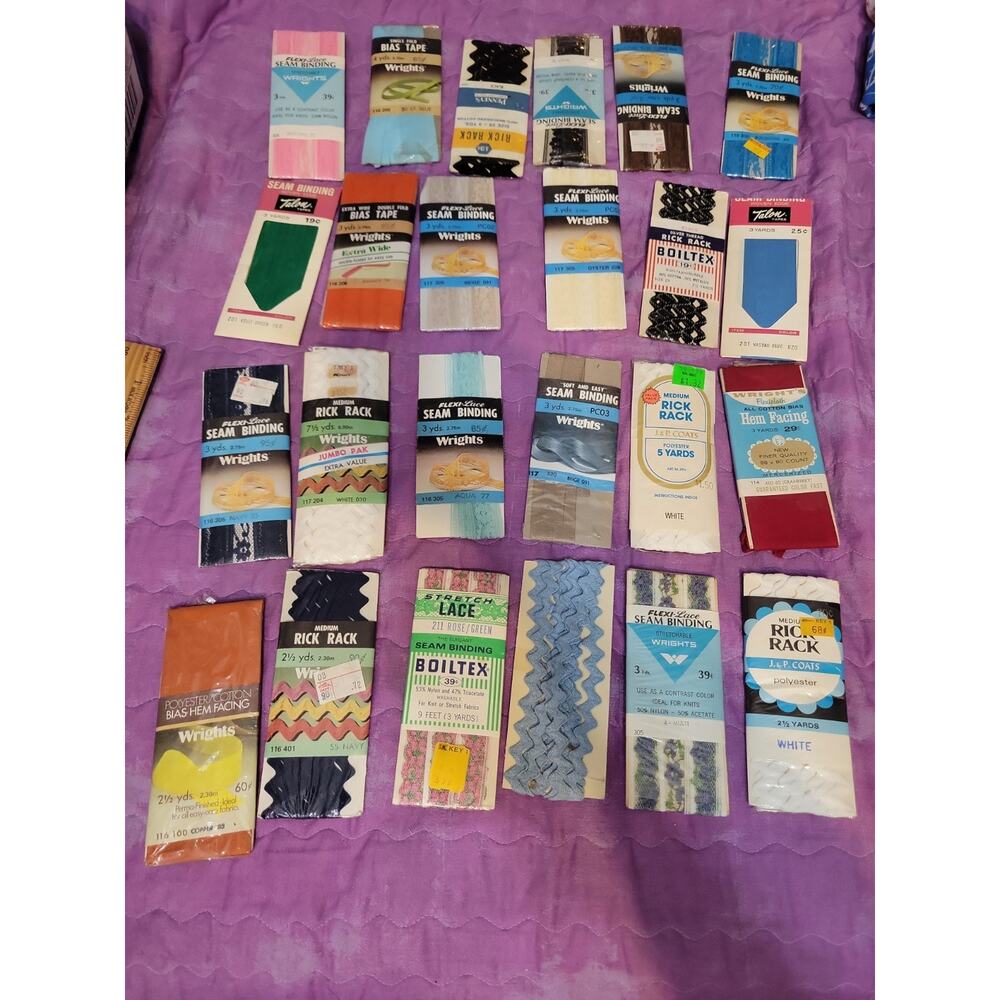 Vtg Rick Rack Seam Binding Bias Tape Hem Lace Mixed Brands Lot of 20